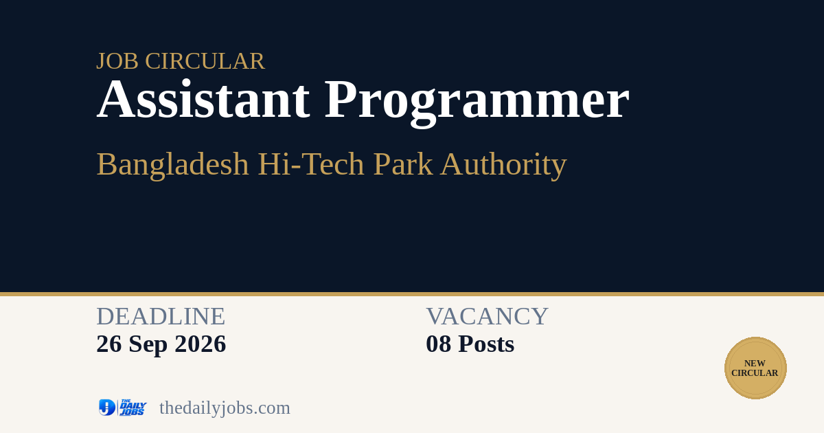 Assistant Programmer | Bangladesh Hi-Tech Park Authority Job Circular 2026