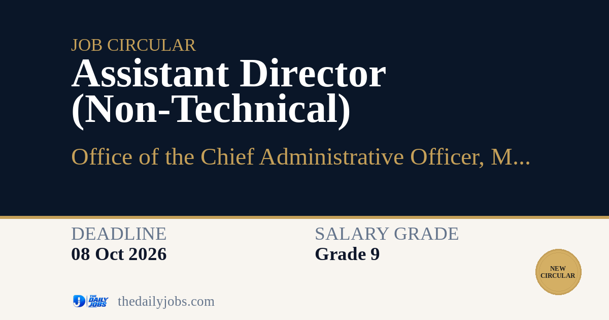 Assistant Director (Non-Technical) | Office of the Chief Administrative ...